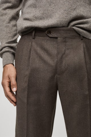 Pantalon costume flanelle 100 % laine italienne - Marron