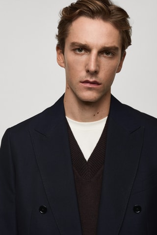 Veste costume slim fit croisée - Bleu marine