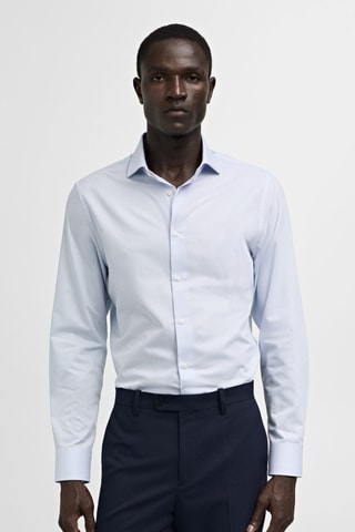 Chemise costume slim-fit twill milleraies - Bleu