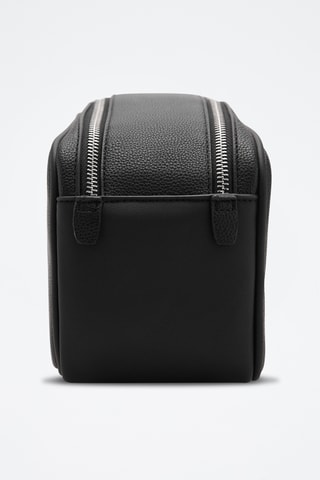 Trousse cuir foulé zip - Noir