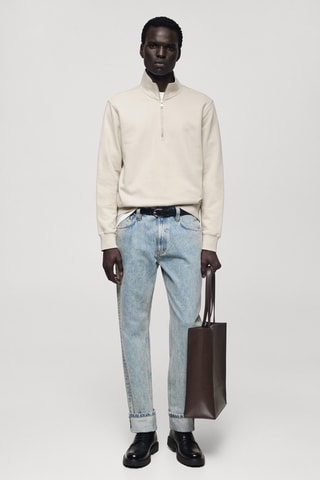 Sweat-shirt coton zip - Gris
