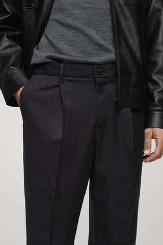Pantalon regular-fit pinces - Gris foncé chiné