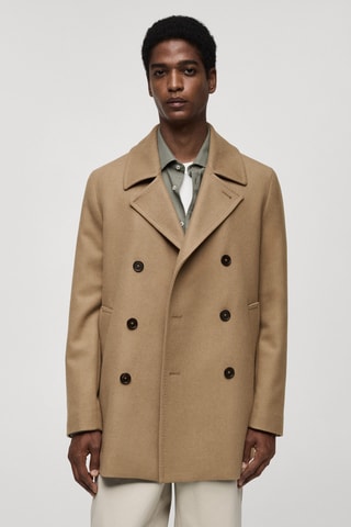 Manteau laine croisé boutons - Marron