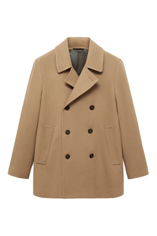 Manteau laine croisé boutons - Marron