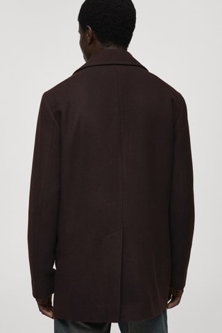 Manteau laine croisé boutons - Marron