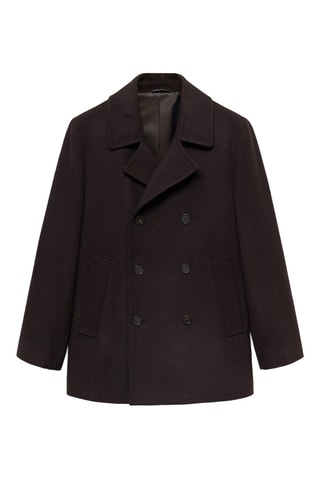 Manteau laine croisé boutons - Marron
