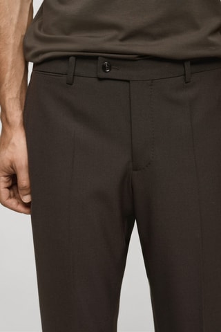 Pantalon costume laine infroissable - Marron