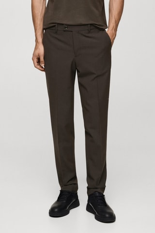 Pantalon costume laine infroissable - Marron