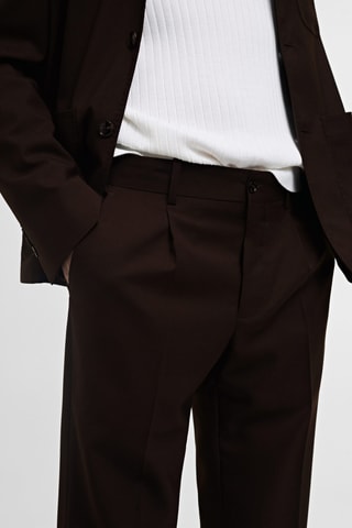 Pantalon costume 100 % laine regular-fit - Marron