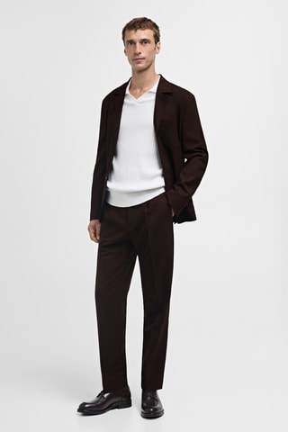 Pantalon costume 100 % laine regular-fit - Marron