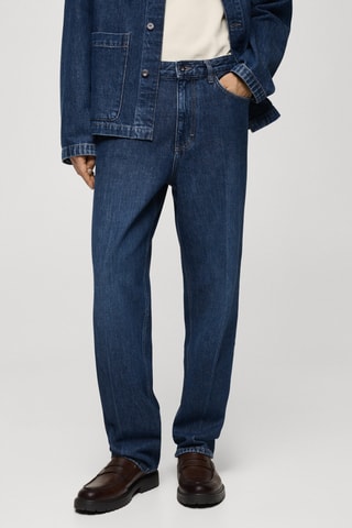 Jean relaxed-fit pli marqué au fer - Bleu marine