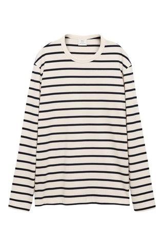 T-shirt manches longues rayures - Écru