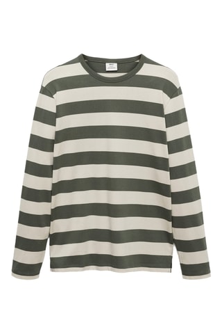 T-shirt manches longues rayures - Vert