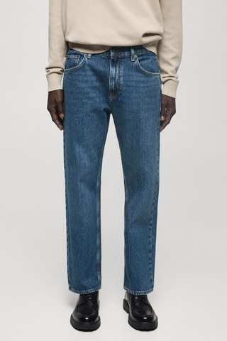 Jean straight-fit délavé foncé - Bleu marine