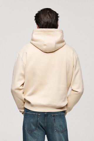 Sweat-shirt coton imprimé texte - Écru