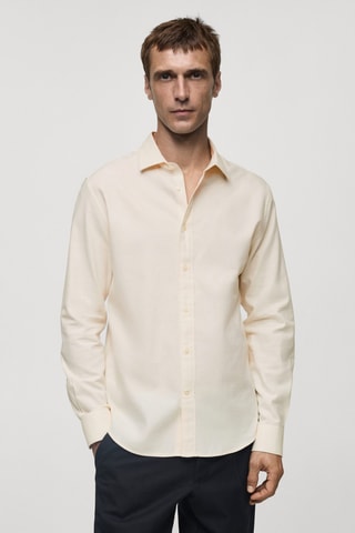 Chemise slim-fit 100 % coton flanelle - Sable