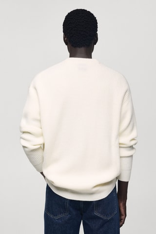 Cardigan maille épaisse relaxed-fit - Blanc cassé