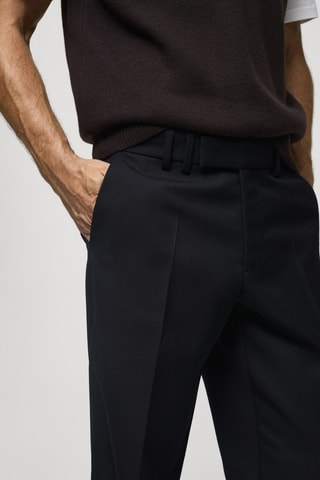 Pantalon en laine coupe regular - Bleu marine