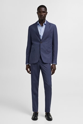Chemise costume slim-fit twill micro-imprimé - Bleu clair