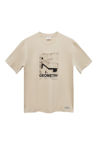 T-shirt 100 % coton à imprimé graphique sur le devant - Beige