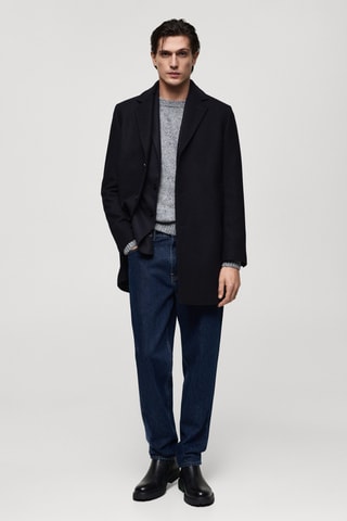 Manteau léger laine recyclée - Bleu marine