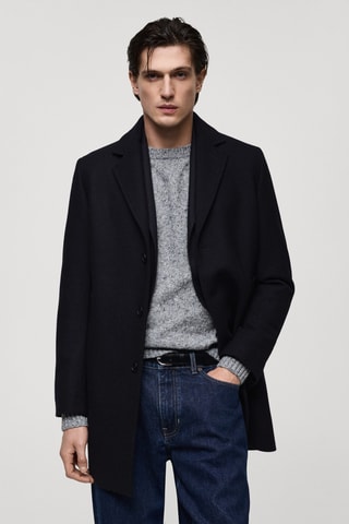 Manteau léger laine recyclée - Bleu marine