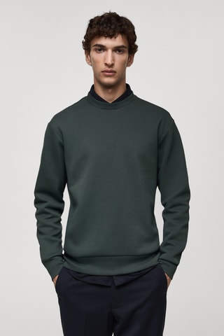 Comfort stretch sweatshirt in crease-resistant fabric - Vert