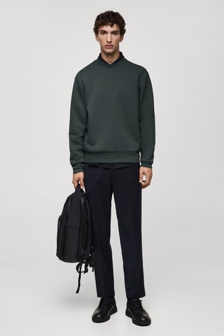Comfort stretch sweatshirt in crease-resistant fabric - Vert