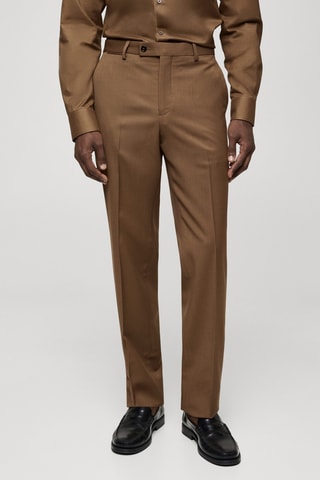Pantalon costume slim-fit 100 % laine vierge - Marron