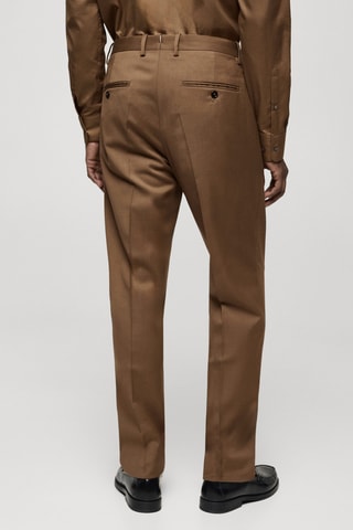 Pantalon costume slim-fit 100 % laine vierge - Marron