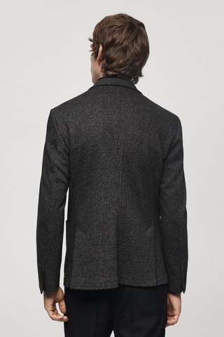 Veste coupe slim à micro-motif pied-de-poule - Gris foncé chiné