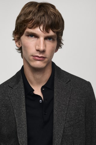 Veste coupe slim à micro-motif pied-de-poule - Gris foncé chiné