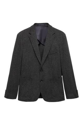 Veste coupe slim à micro-motif pied-de-poule - Gris foncé chiné