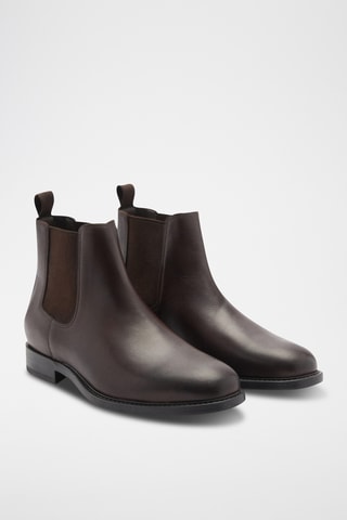 Bottines chelsea cuir effet patiné - Marron