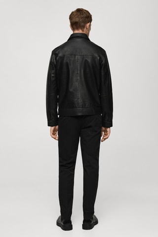 Blouson 100 % cuir poches - Noir