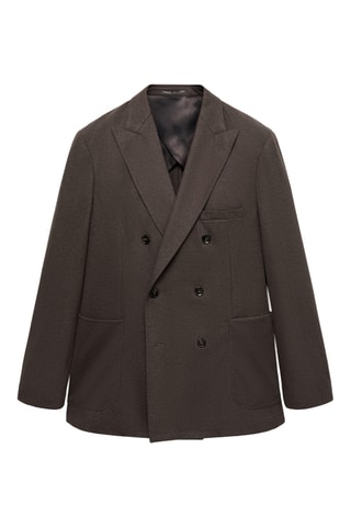 Veste croisée flanelle laine vierge - Marron