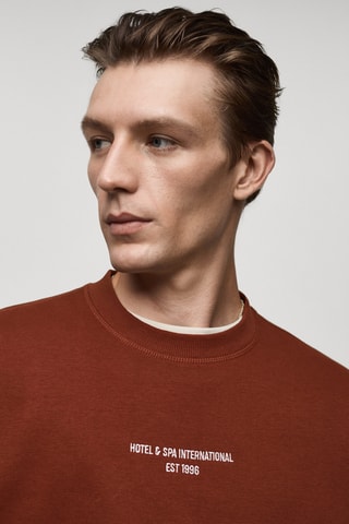 Sweat-shirt imprimé texte relaxed-fit - Orange foncé