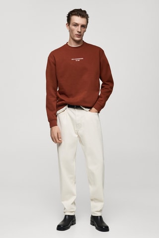 Sweat-shirt imprimé texte relaxed-fit - Orange foncé