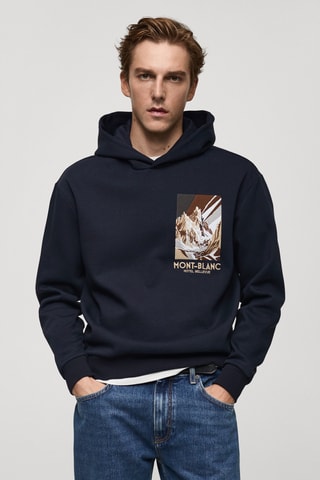 Sweat-shirt coton imprimé combiné - Bleu marine