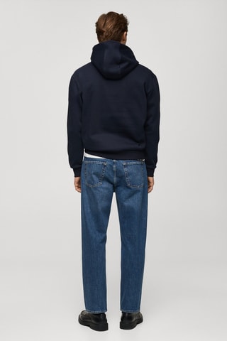 Sweat-shirt coton imprimé combiné - Bleu marine