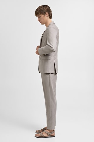 Pantalon costume slim-fit mélange de lin - Gris clair