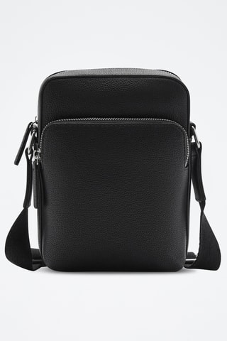 Sac bandoulière similicuir effet grainé - Noir