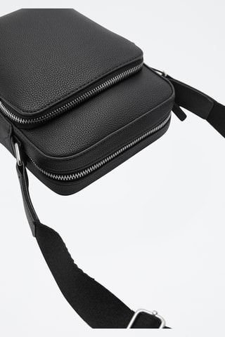 Sac bandoulière similicuir effet grainé - Noir