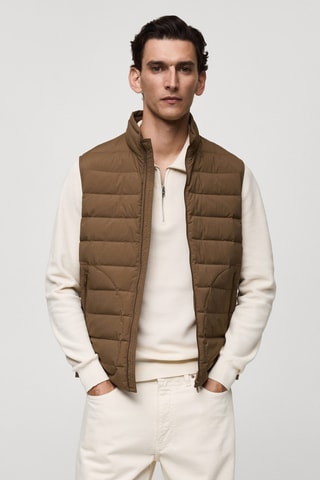 Gilet matelassé rembourrage plumes - Marron