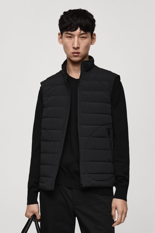 Gilet matelassé rembourrage plumes - Noir