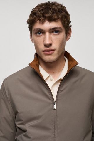 Reversible quilted water-repellent reversible jacket - Kaki