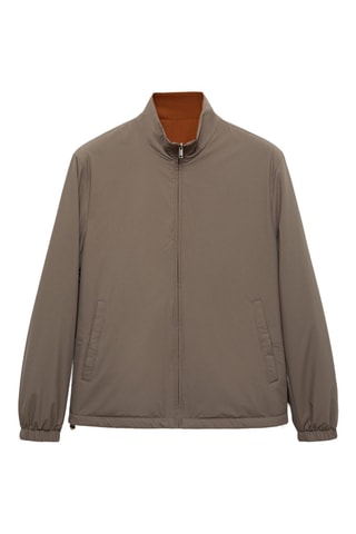 Reversible quilted water-repellent reversible jacket - Kaki