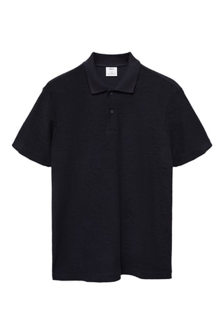 Polo coton regular-fit structure bouclette - Bleu marine