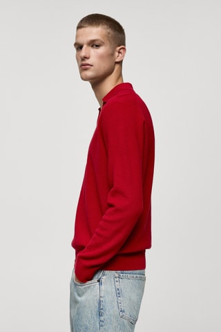 Pull-over maille col polo - Rouge