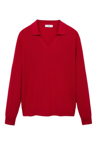 Pull-over maille col polo - Rouge